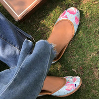 Ethnic handcrafted hand-embroidered pastel blue juttis beautifully embroidered with thread work and sequins for women.